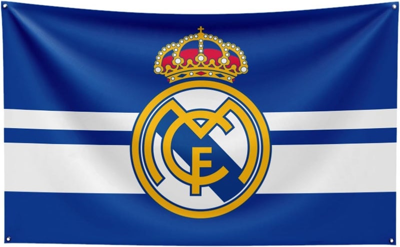 FOMSTOREG علم ريال مدريد - 3x5 قدم - لافتة كرة القدم الداخلية/الخارجية المتينة مع 2 حلقات نحاسية - Image 1